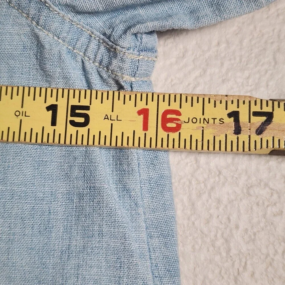 Polo Ralph Lauren Dress Girls 10 Blue Chambray Shirt Dress Drop Waist Ruffle Hem
